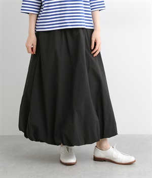 コットンウエストゴムバルーンスカート(ブラック-ONESIZE)