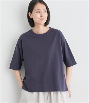 コットン天竺ワイドクルー半袖Tシャツ(ネイビー-ONESIZE)