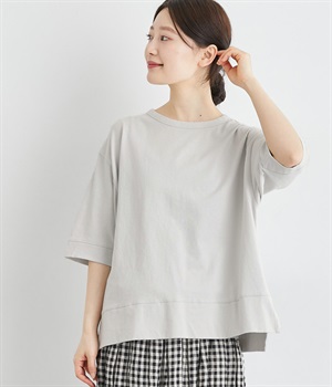 コットン天竺ワイドクルー半袖Tシャツ(アイスグレー-ONESIZE)