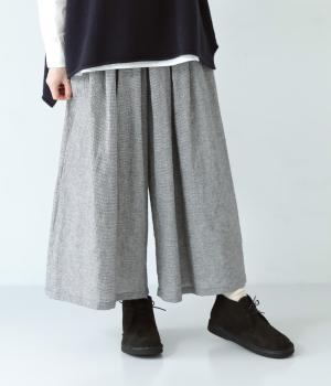 コットンリネン先染めガウチョパンツ(千鳥格子-F)