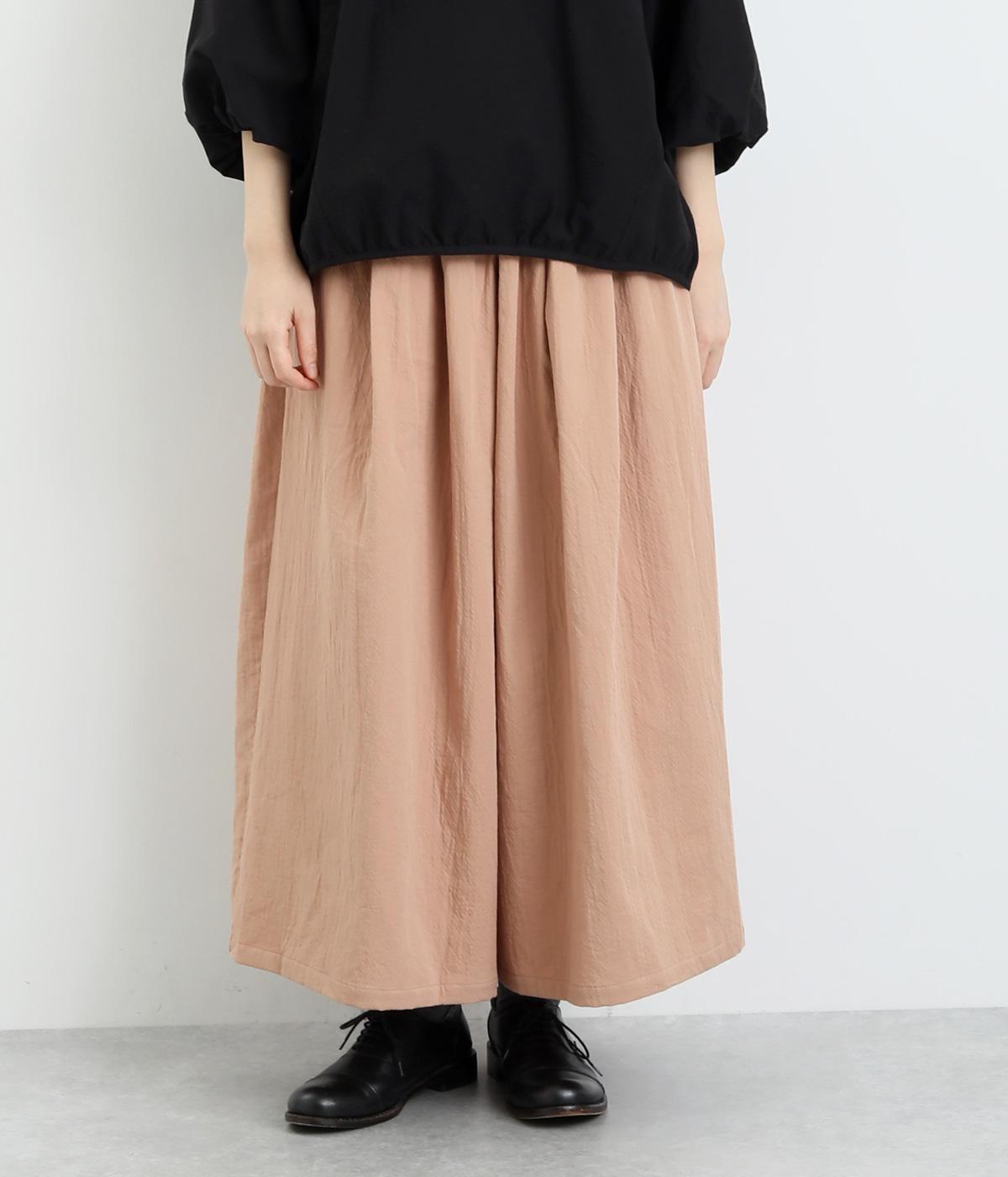 コットン二重織りツイルガウチョパンツ(ピンク-F)