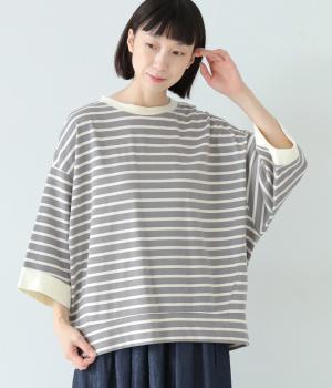 天竺先染めボーダーワイドTシャツ