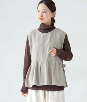 リネンサイドリボンバックボタンベスト(キナリ-F)