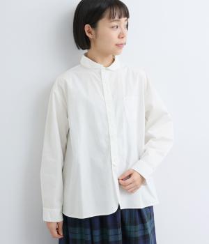 コットンダンプちび襟長袖ブラウス(オフホワイト-F)