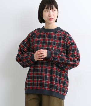 先染めタータンチェックプルオーバー(ネイビー-F)