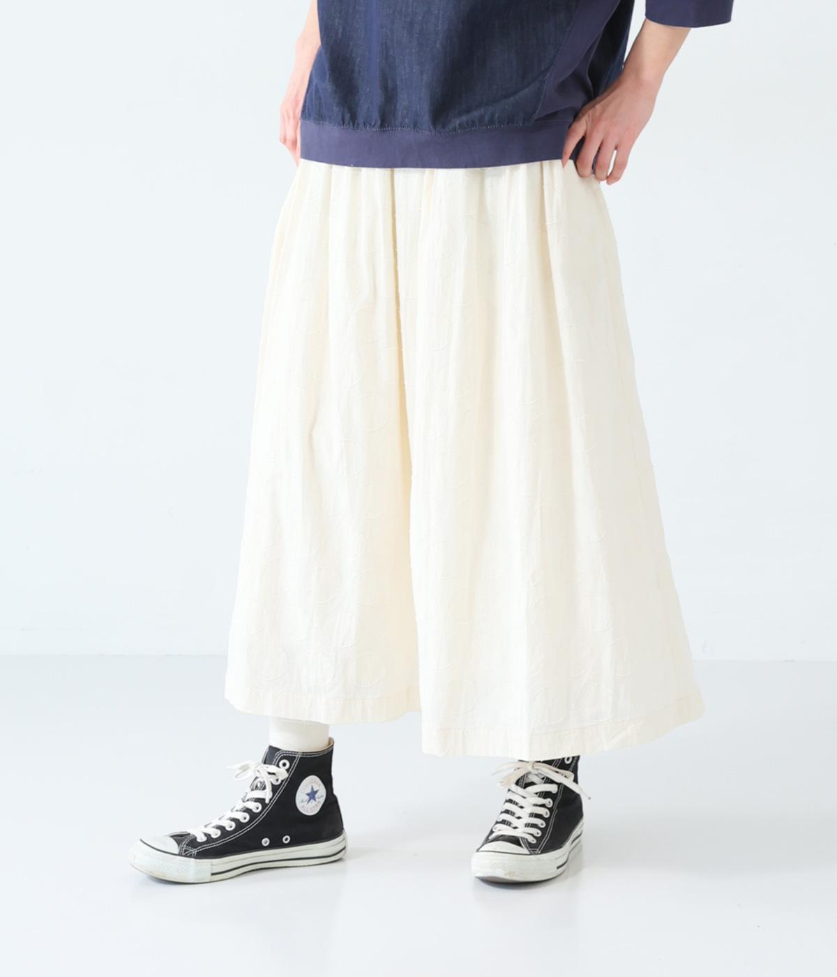 ドットジャカードギャザータックフレアスカート(ナチュラル-F)