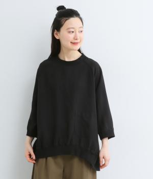 リネンテンセル襟リブプルオーバー(ブラック-F)