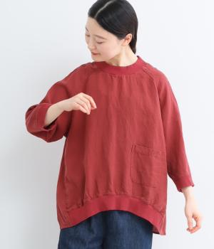 リネンテンセル襟リブプルオーバー(レッド-F)