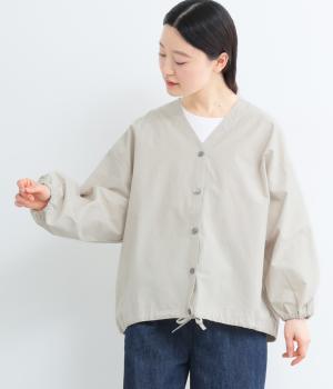 コットンナイロンツイルワイド袖ゴムカーディガン