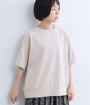 コットン天竺ワイド5分袖Tシャツ(ライトグレー-F)
