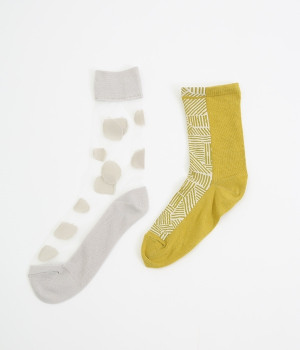 レイヤードソックス　SAMON(ホワイト×イエロー-ONESIZE)