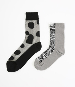 レイヤードソックス　SAMON(ブラック×グレー-ONESIZE)