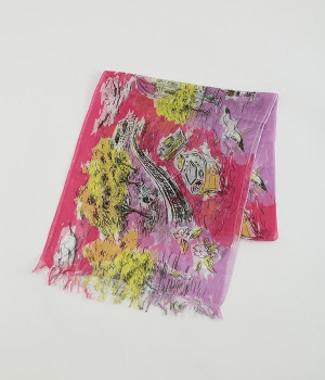 おさんぽストール(街並み/ピンク-ONESIZE)