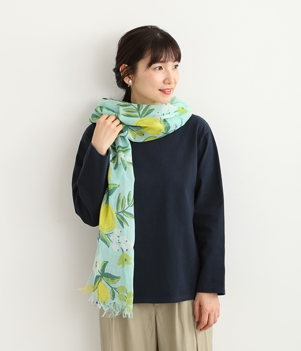 おさんぽストール(フルーツ/グリーン-ONESIZE)