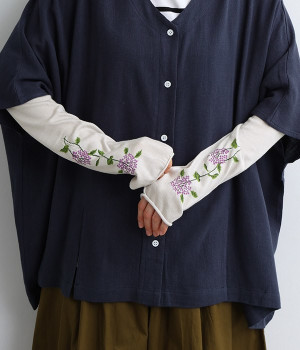 おさんぽアームカバー　ロング(アジサイ/シルバーグレー-ONESIZE)