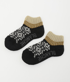 ぽかぽかルームカバーソックス　スノウ(ブラック-ONESIZE)