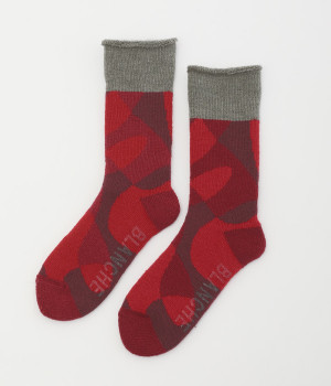 ぽかぽかルームソックス　マーブル(レッド-ONESIZE)