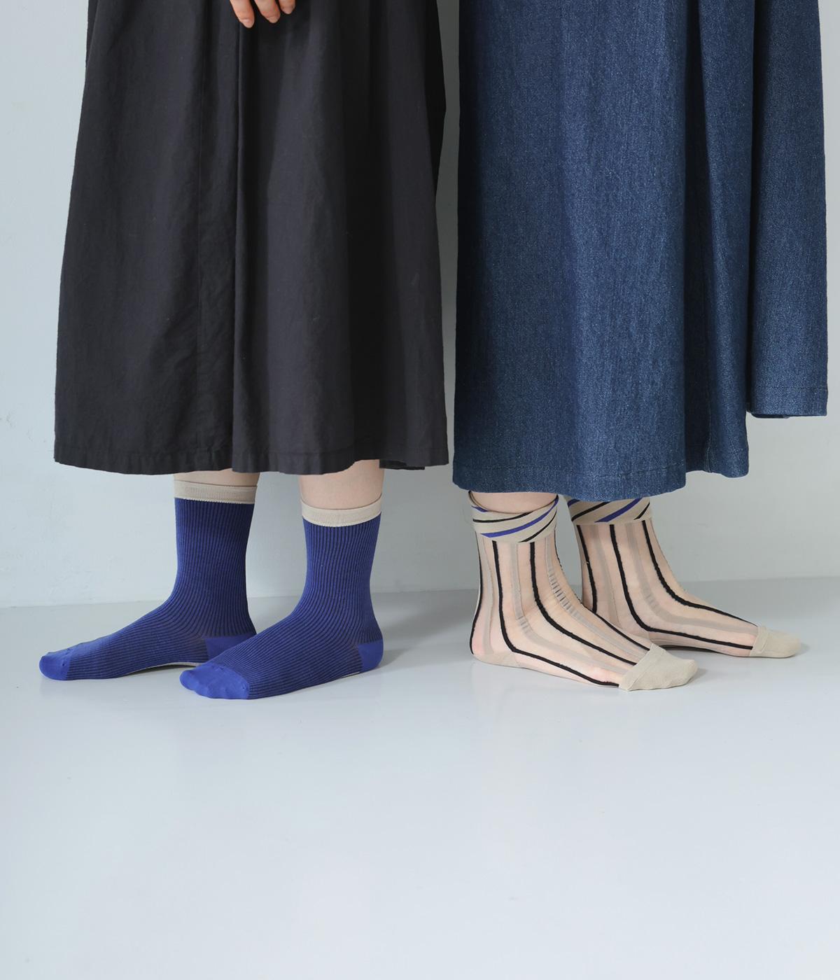 レイヤードソックス　STRIPE(ベージュ-2325)