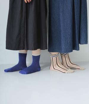 レイヤードソックス　STRIPE(ベージュ-2325)