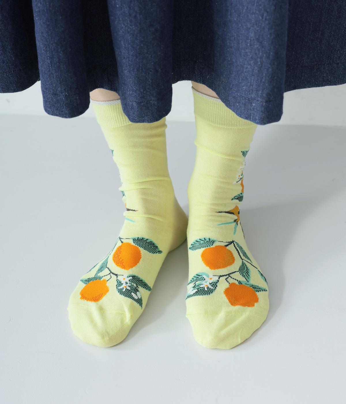 ハイゲージクルーソックス　LEMON(イエロー-2325)
