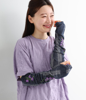 おさんぽアームカバー　ロング　スイートピー(ネイビー-ONESIZE)