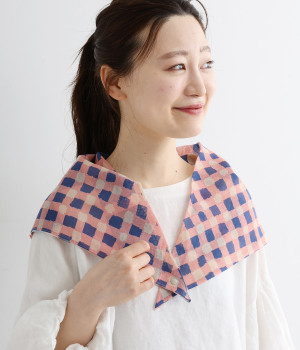 おさんぽスカーフ　チェック&幾何学(ピンク-ONESIZE)