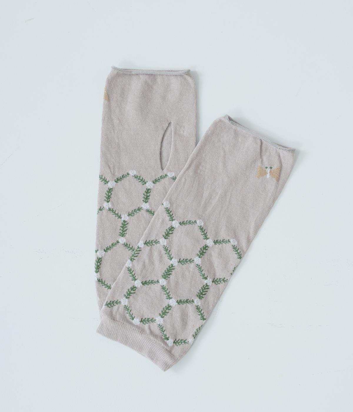 おさんぽアームカバーショート　チョウ(グレー-F)