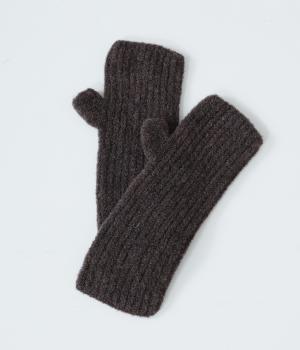 メリノウールスリット入りスヌードアームウォーマー(チャコール-F)