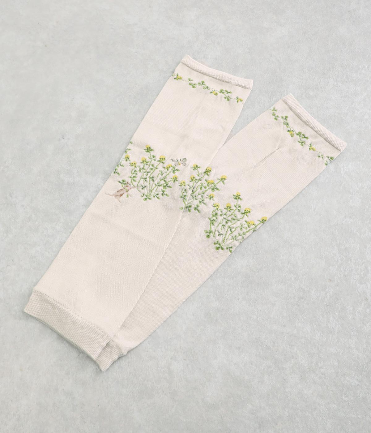 おさんぽアームカバーミドル　クローバーキャット(ライトグレー-F)