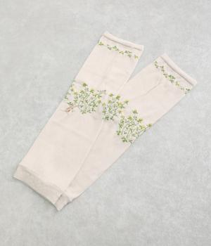 おさんぽアームカバーミドル　クローバーキャット(ライトグレー-F)