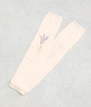 おさんぽアームカバーロング　ラベンダー(クリーム-F)