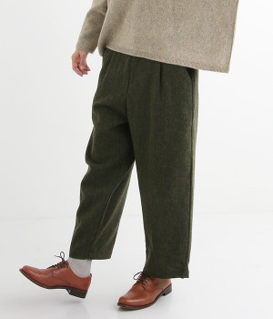 ネップツイードパンツ(グリーン-M)