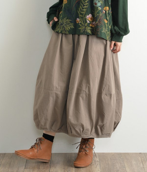 コットンツイル無地バルーンスカート(グレー-L)