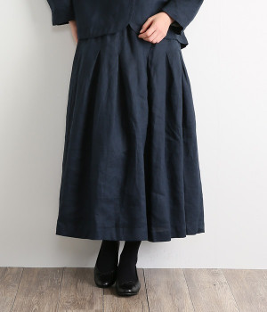 リネンオックスタックスカート(ネイビー-L)