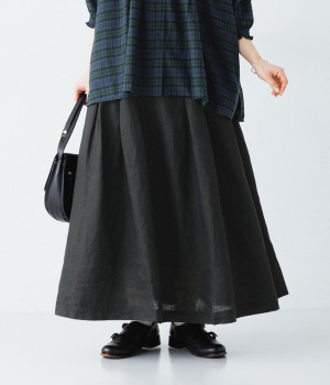 リネンオックスタックスカート(ブラック-L)