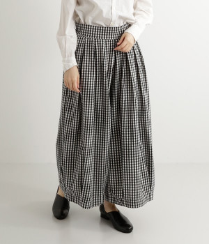 コットンビエラタックワイドパンツ(ブラックチェック2-M)