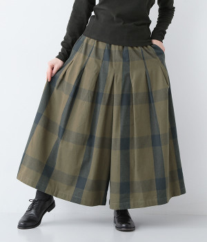 コットンビエラチェックガウチョパンツ