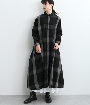 コットンビエラチェック　シャツワンピース