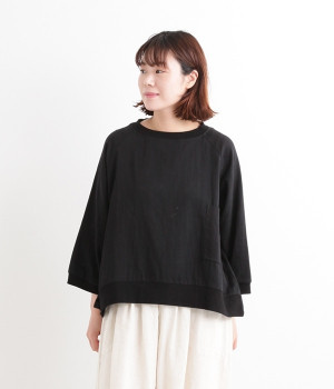 コットンツイルダブルフェイスプルオーバー(ブラック-M)