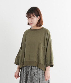 コットンツイルダブルフェイスプルオーバー(カーキ-L)