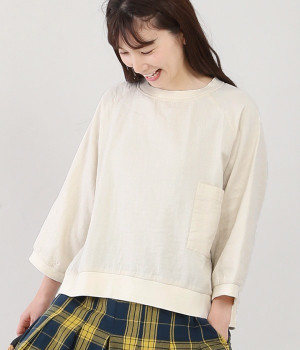 コットンツイルダブルフェイスプルオーバー(アイボリー-L)