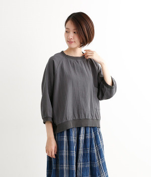 コットンツイルダブルフェイスプルオーバー(チャコール-L)