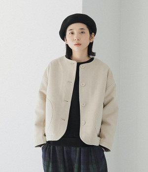 フェイクウールジャケット(アイボリー-L)