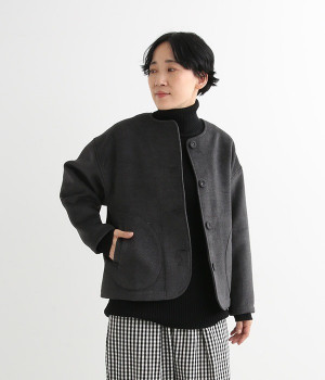 フェイクウールジャケット(チャコールグレー-L)
