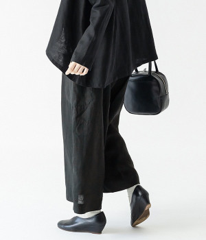 別注｜リネンオックスポケットワイドパンツ(ブラック-M)