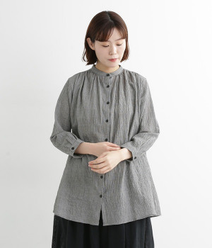 シャーリングギャザーブラウス(チドリ-M)