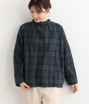 2wayチェックブラウス(ブラックウォッチ-L)