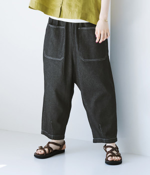 デニムビッグポケットパンツ(ブラックデニム-M)
