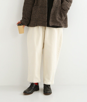 ストレッチカルゼ裏起毛　パンツ(アイボリー-L)