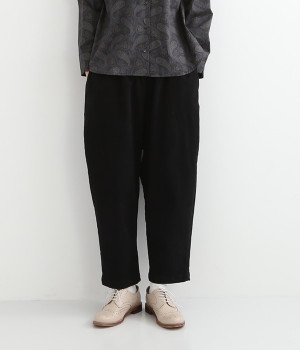 ストレッチカルゼ裏起毛　パンツ(ブラック-M)